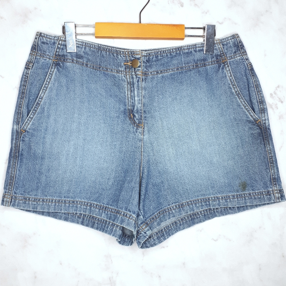 New York & Company Cotton High Waist Jean Short 12